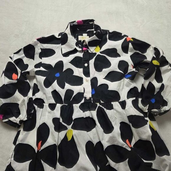 XS Maeve x Anthropologie The Bettina tiered shirt dress in Black & White floral - Picture 6 of 13